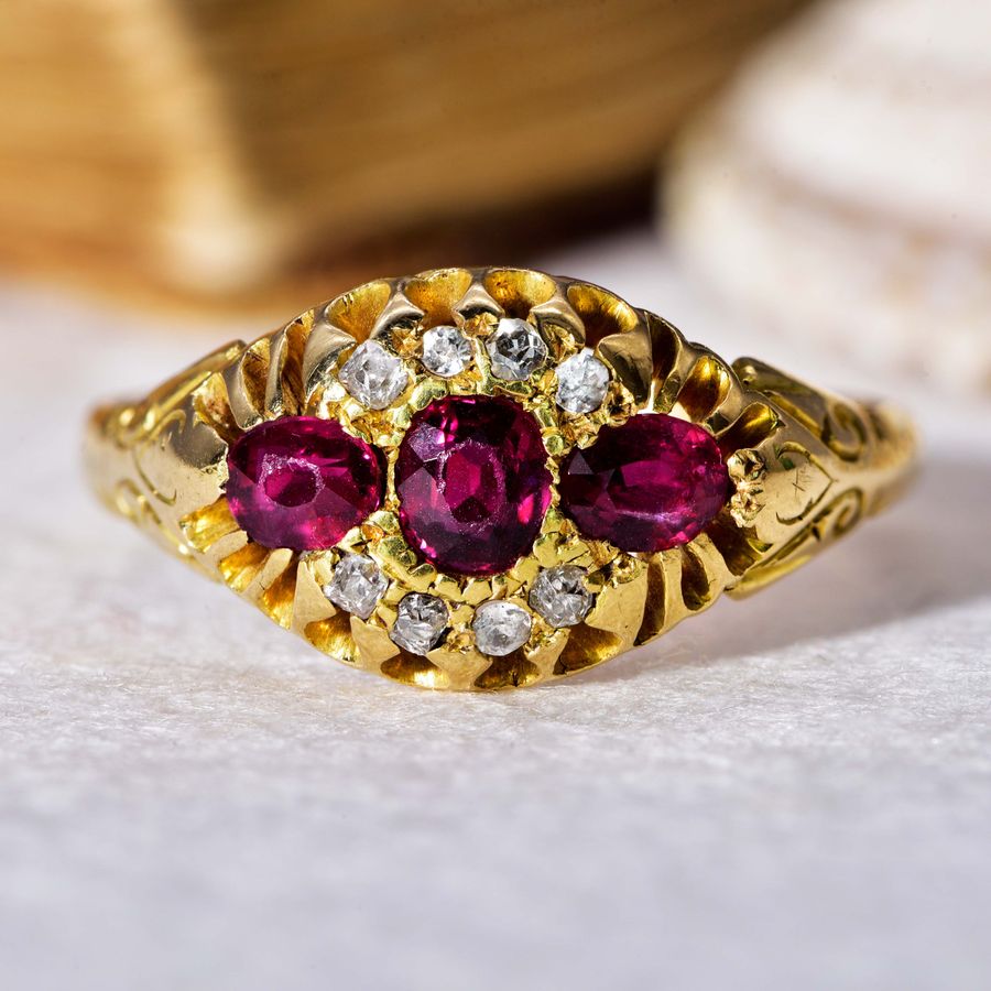 antique victorian 1876 ruby and old cut diamond magnificent ring, 1876; a great Christmas gift idea for women